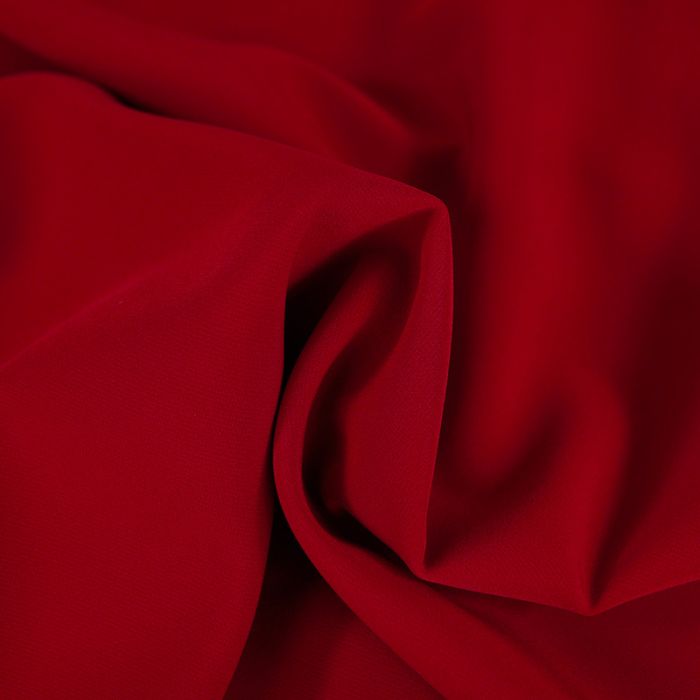 Tissu crêpe stretch polyester uni - rouge x 10 cm