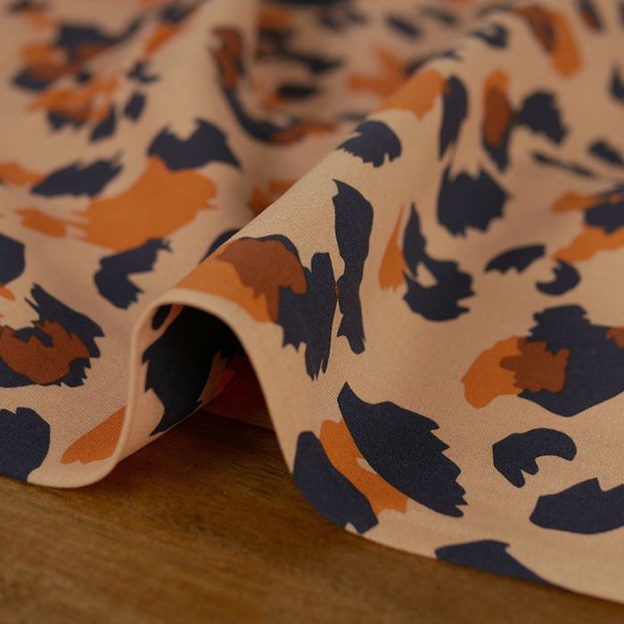 Tissu viscose oeko-tex léopard - orange x 10 cm