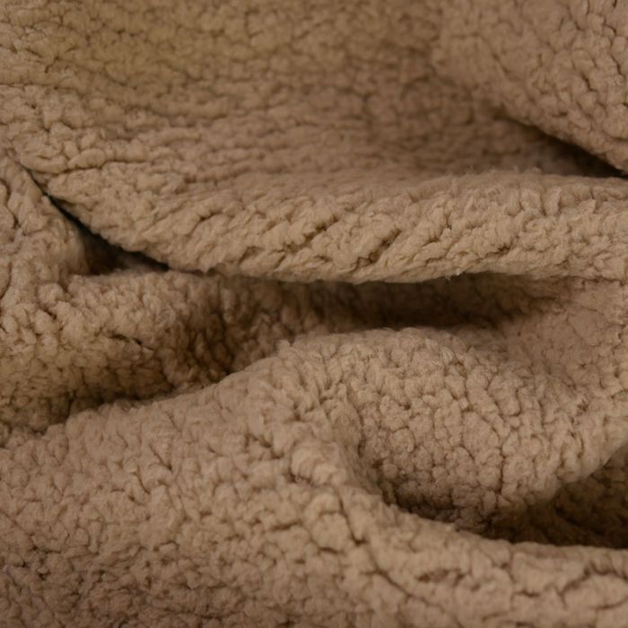 Tissu sherpa fausse fourrure mouton - marron clair x 10 cm