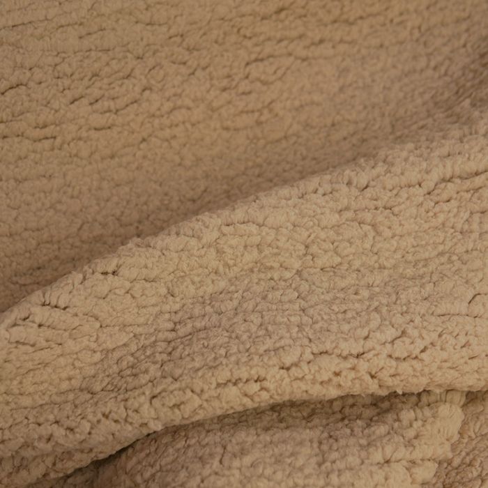 Tissu sherpa fausse fourrure mouton - marron clair x 10 cm