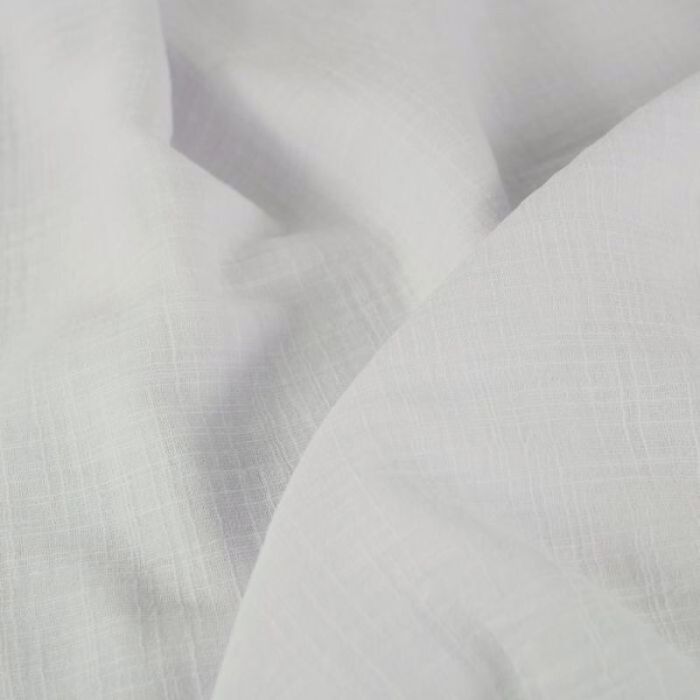 Tissu double gaze coton effet lin - blanc x 10 cm