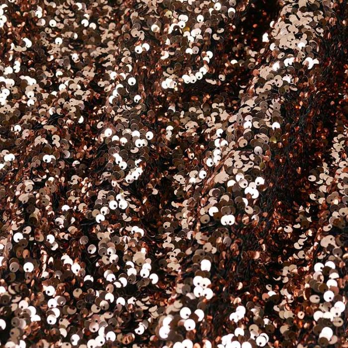 Tissu jersey velours sequins - bronze x 10 cm