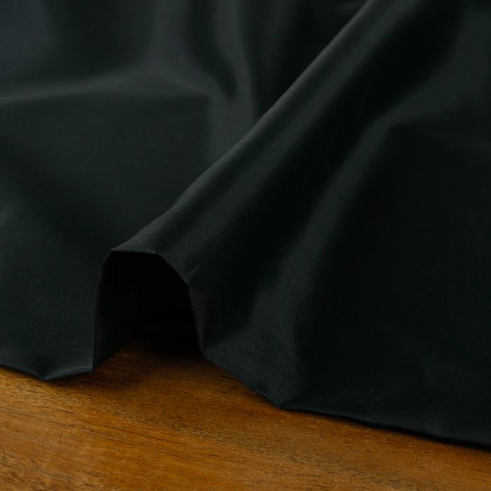 Tissu doublure satin pongé de luxe - noir x 10 cm