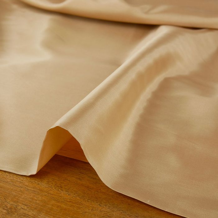 Tissu doublure satin pongé de luxe - beige x 10 cm