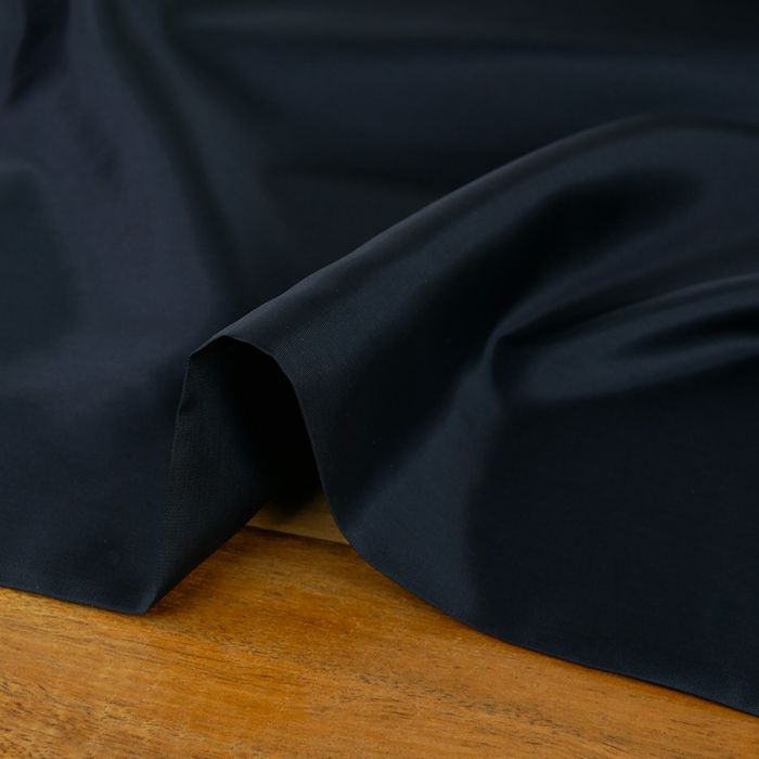 Tissu doublure satin pongé de luxe - bleu marine x 10 cm