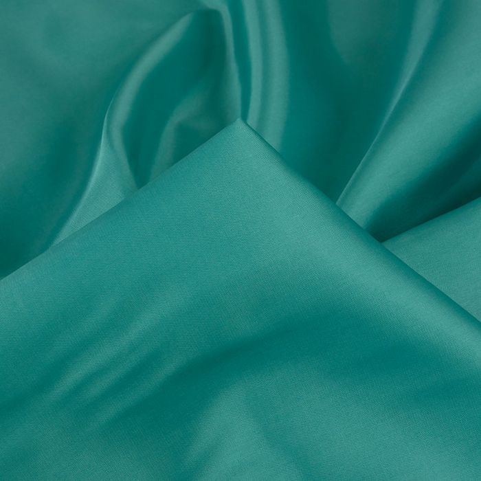 Tissu doublure satin pongé de luxe - bleu vert x 10 cm