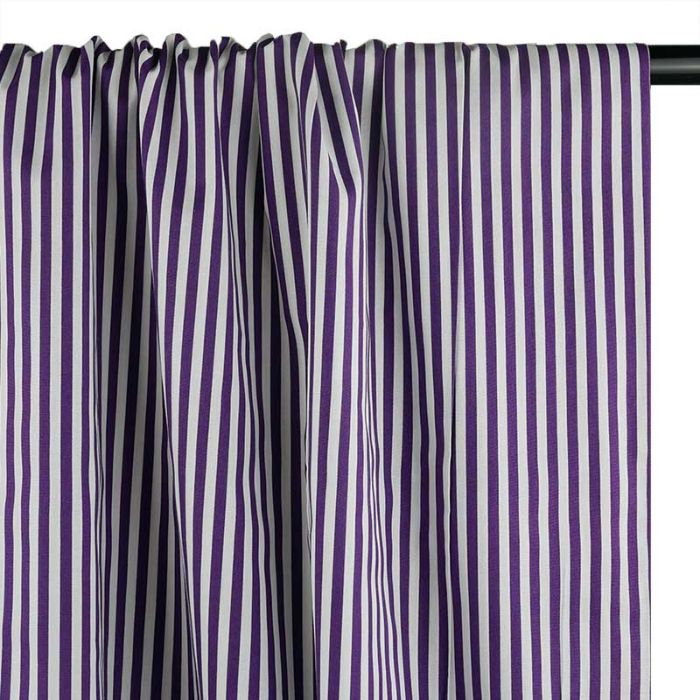 Tissu popeline de coton à rayures - violet x 10 cm