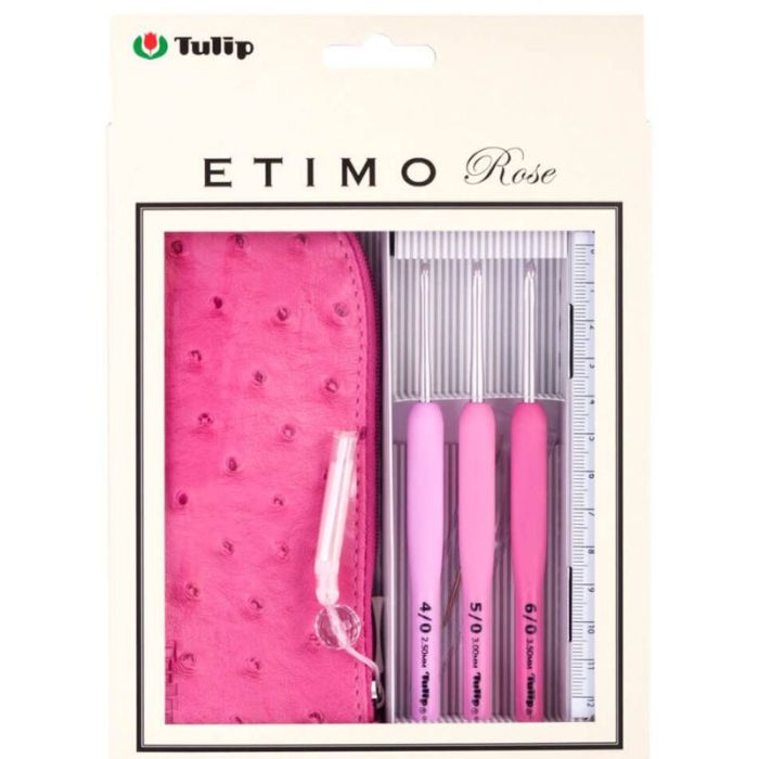 Kit pochette 3 crochets Etimo rose - Tulip