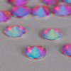 Cabochon rond à facettes 12mm violet irisé x1