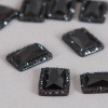 Cabochon rectangle à facettes 18mm noir x1