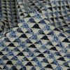 Tissu jacquard triangles lurex - bleu x 10 cm