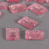 Cabochon rectangle à facettes 14mm rose x1