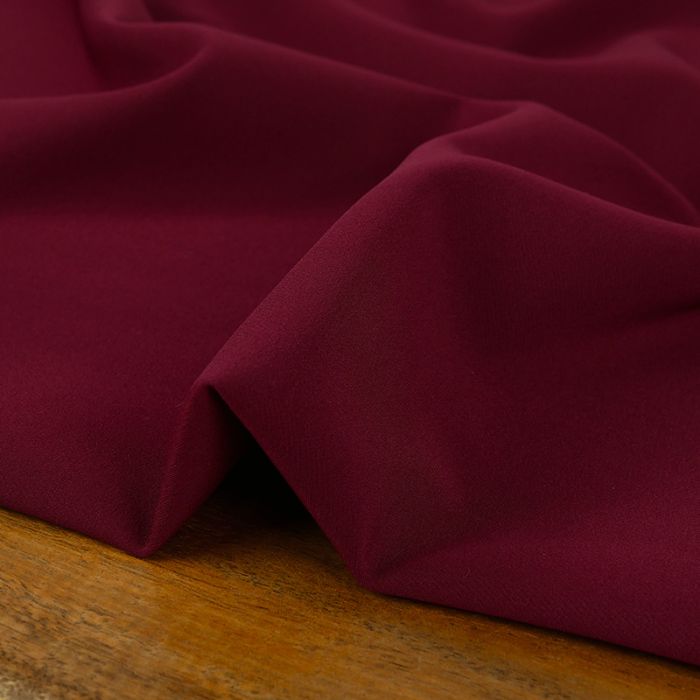 Tissu crêpe stretch polyester uni - bordeaux x 10 cm