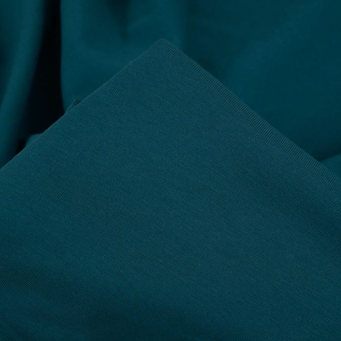 Tissu molleton sweat léger - bleu pétrole x 10 cm