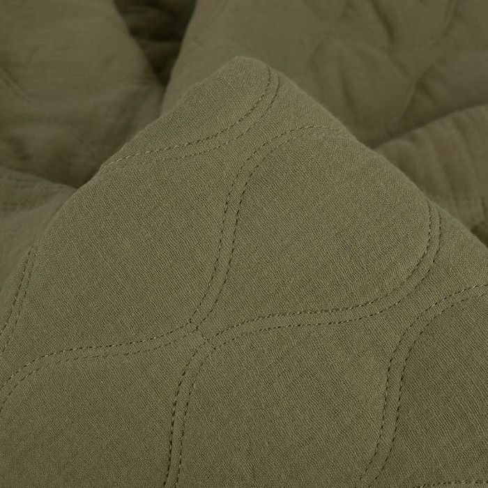 Tissu double gaze matelassée réversible - Kaki x 10 cm