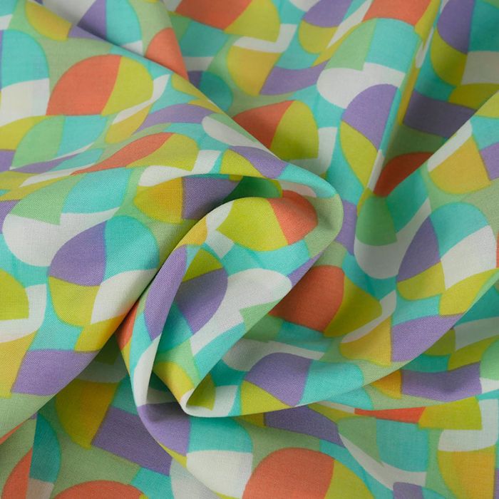 Tissu viscose motifs géométriques - multicolore x 10 cm