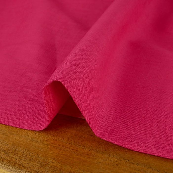 Tissu ramie Linen look - rose fuchsia x 10cm