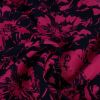 Tissu twill viscose stretch lourde fleurs fuchsia - marine x 10 cm