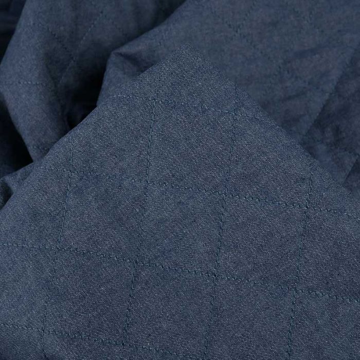 Tissu chambray matelassé - bleu denim x 10 cm