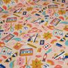 Tissu coton enduit Sunny Days - rose saumon x 10 cm