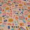 Tissu coton enduit Sunny Days - rose saumon x 10 cm