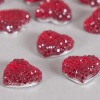 Cabochon coeur à brillants 14mm rouge x1
