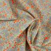 Tissu coton motifs fleurs fluo - orange x 10 cm