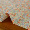 Tissu coton motifs fleurs fluo - orange x 10 cm
