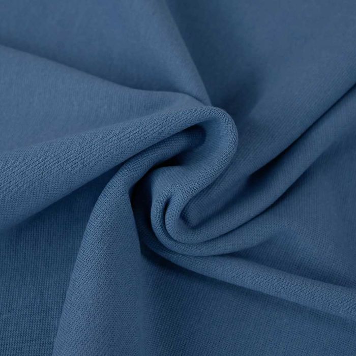 Bord-côte tubulaire uni oeko-tex - bleu denim x 10 cm