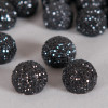 Cabochon boule à brillants 14mm noir x1