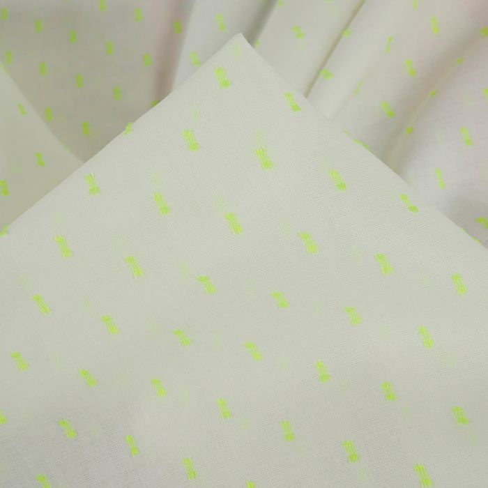 Tissu coton plumetis fluo - jaune x 10 cm