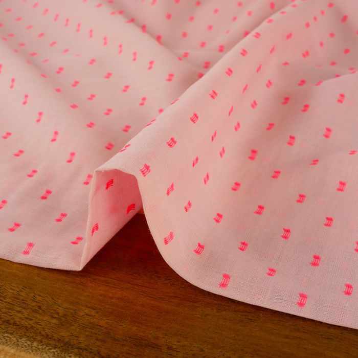 Tissu coton plumetis fluo - rose x 10 cm