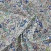 Tissu coton plumetis fleurs - bleu x 10 cm
