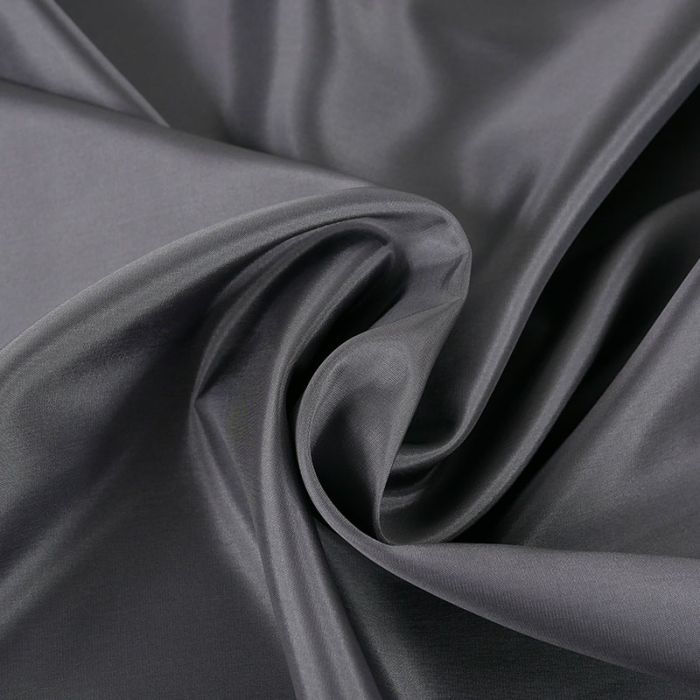Tissu doublure satin pongé de luxe - gris x 10 cm