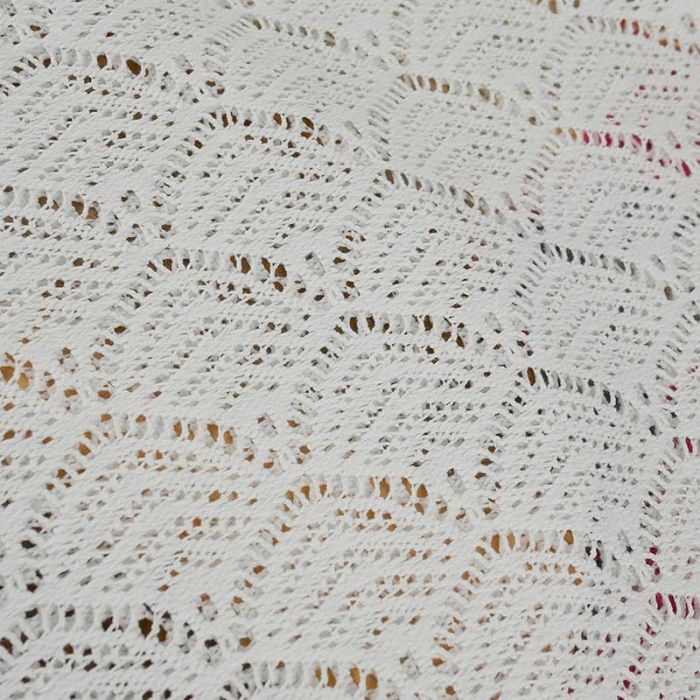 Tissu coton dentelle bohème - blanc x 10 cm
