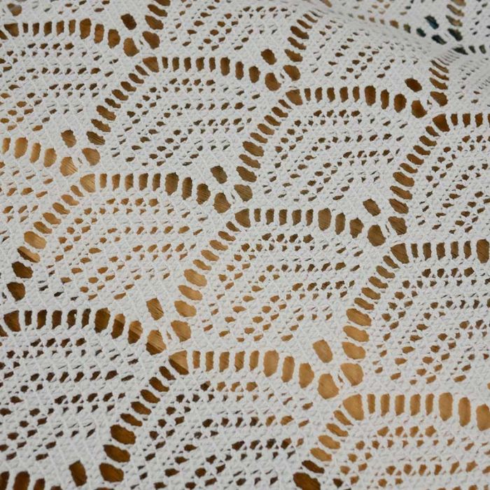 Tissu coton dentelle bohème - blanc x 10 cm