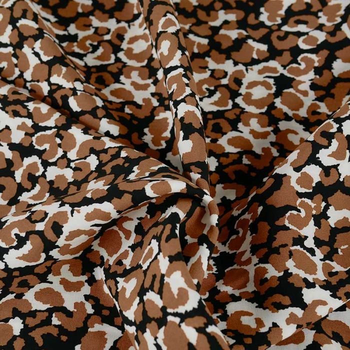 Tissu viscose motifs léopard - camel x 10 cm