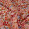 Tissu voile coton fleurs de printemps - orange x 10 cm