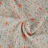 Tissu double gaze fleurs aquarelle - blanc x 10 cm