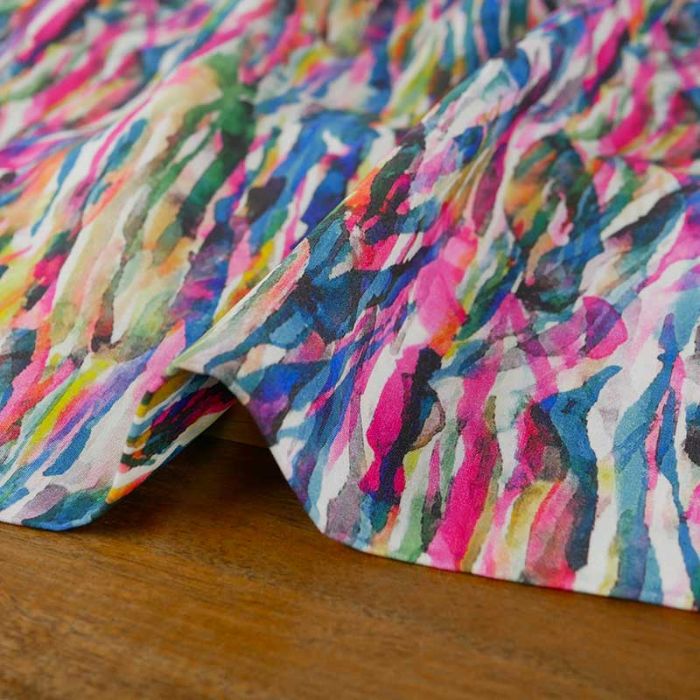 Tissu viscose aquarelle - multicolore x 10 cm