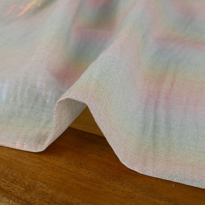 Tissu double gaze métallisé arc en ciel - multicolore x 10 cm