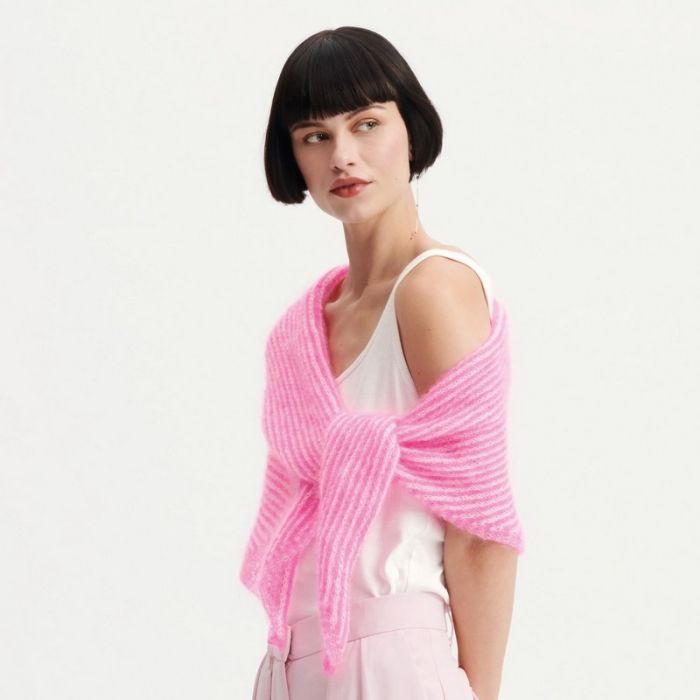Kit tricot châle rayé en mohair - Rico design