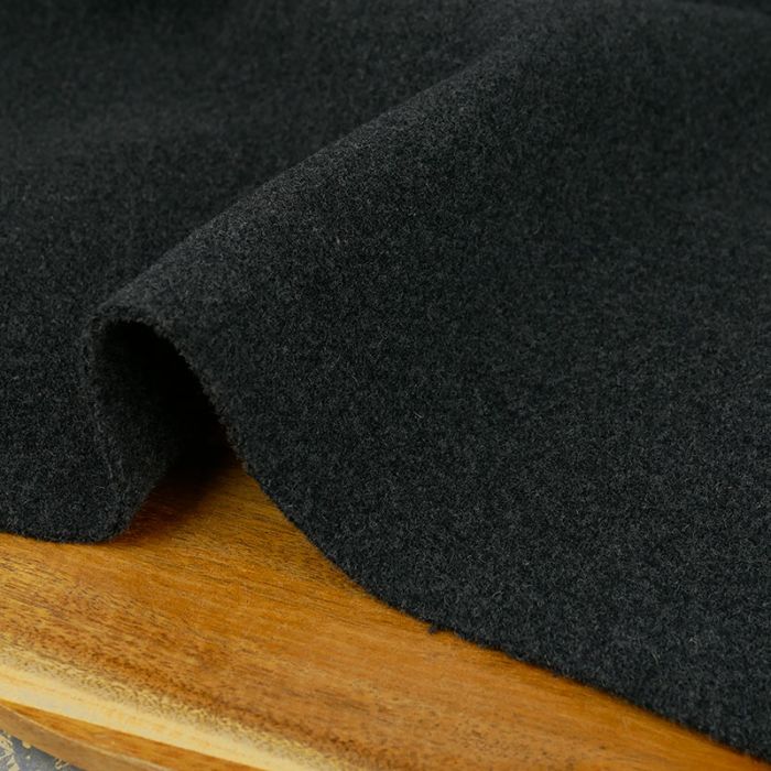Tissu drap de laine chiné haute couture - gris anthracite x 10 cm
