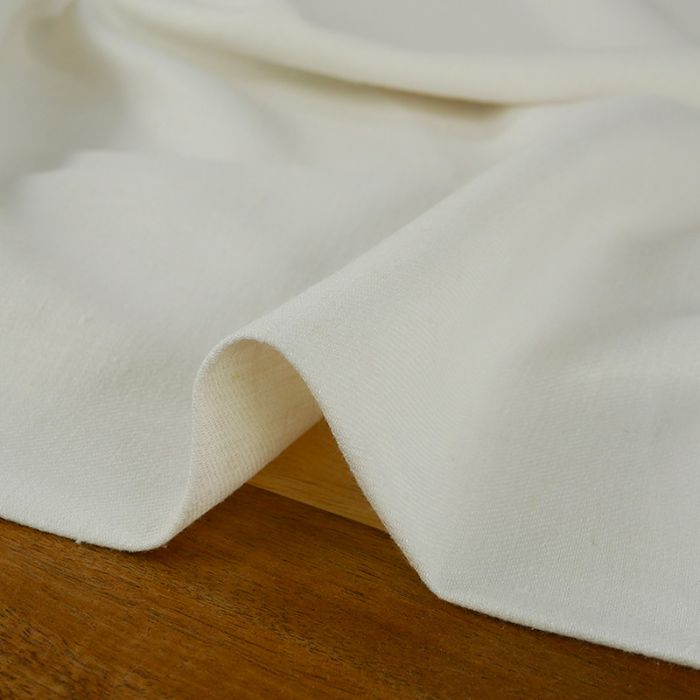 Tissu sergé lin viscose - blanc cassé x 10 cm