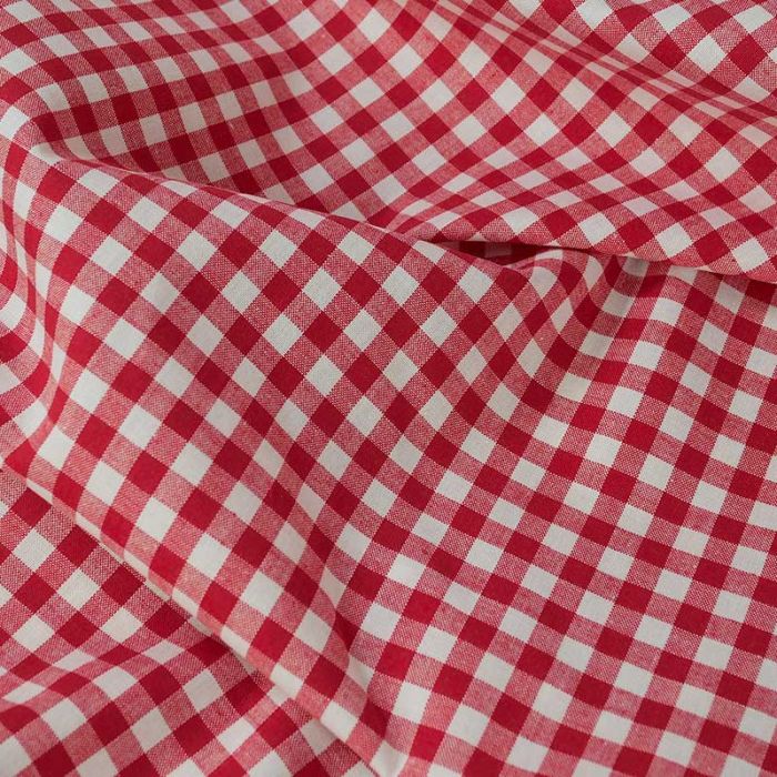 Tissu coton vichy grands carreaux - rouge x 10 cm