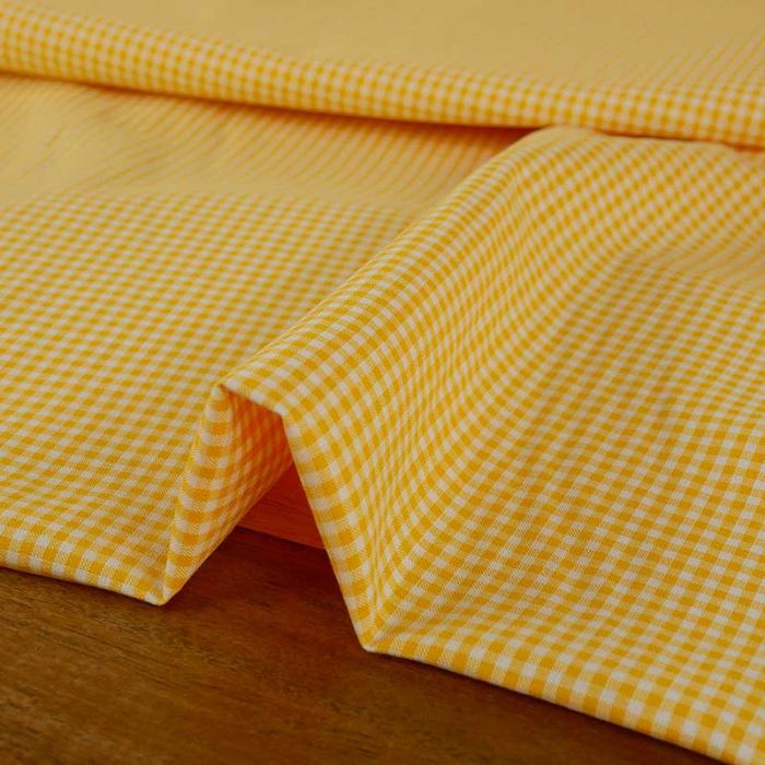 Tissu coton vichy petits carreaux - jaune x 10 cm