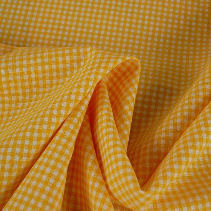 Tissu coton vichy petits carreaux - jaune x 10 cm