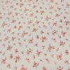 Tissu coton gaufré fleurs roses - blanc cassé x 10 cm