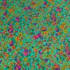 Tissu viscose fleurs multicolore - turquoise x 10 cm