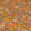 Tissu viscose fleurs et papillons - kaki clair x 10 cm